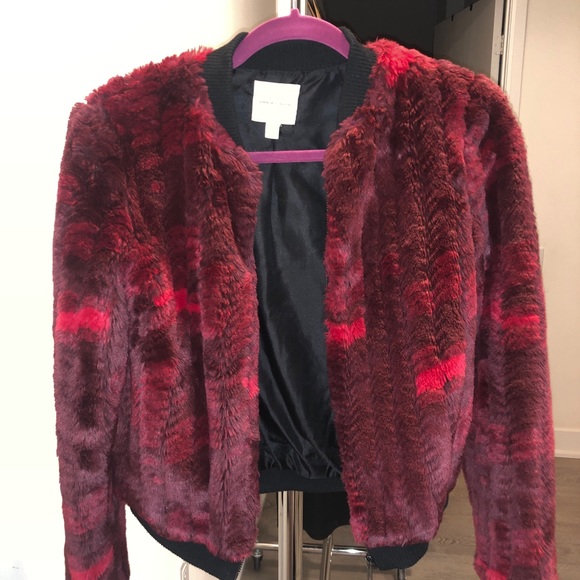 Urban Outfitters Faux Fur Jacket Size S Red/Dark Red Colour - Picture 4 of 7